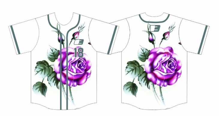 2017 Vlastné Suché Fit 260gsm Interlock Fabric Baseball Jersey Rose Logo dresy